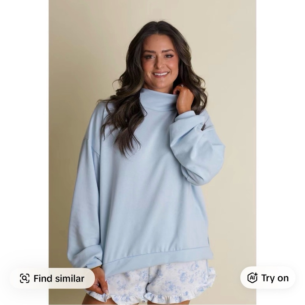 Light Blue Turtleneck Sweatshirt